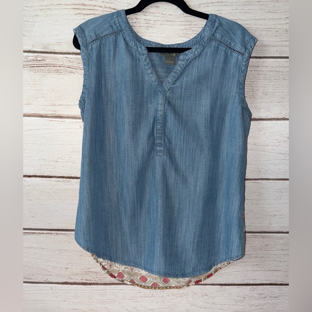 Natural Reflections Denim-Style Sleeveless Top in Light Blue